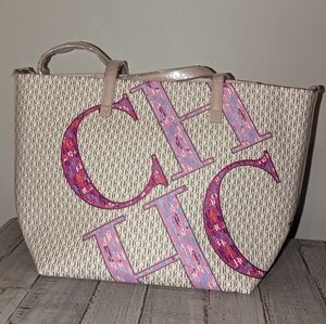 Chic Women's Tote Bag - Pink and Cream